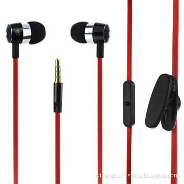 Colorful flat cable bass earphones, noise-cancelling, with mic for mobile phone
